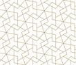 © nadiinko - Seamless pattern with abstract geometric line texture, gold on white background. Light modern simple wallpaper, bright tile backdrop, monochrome graphic element