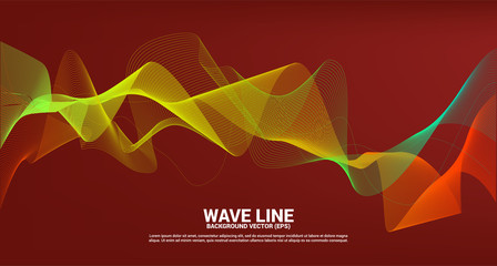 Aufkleber - orange green Sound wave line curve on dark background. Element for theme technology futuristic vector