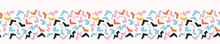 Ditsy Bright Confetti Shapes Seamless Vector Border Pattern. Stylized Paper Cut Out Banner Backgrounsd. Kawaii Modern Retro Fun Ribbon Trim. Candi Childish Bright Sprinkles Masking Washi Tape.