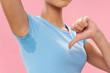 woman with sweaty armpit bad smell treatment deodorant