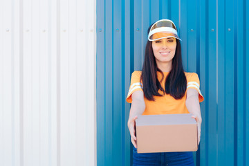 Woman Holding Delivery Parcel Package Box