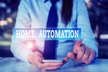 Poster - handwriting text home automation. conceptual photo home solution that enables automating the bulk of