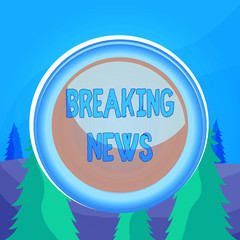 Poster - Word writing text Breaking News. Business photo showcasing Newly received info about an event and currently occurring Circle button colored sphere switch center background middle round shaped