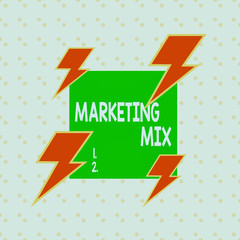 Fototapete - Writing note showing Marketing Mix. Business concept for Set of actions uses to promote the brand in the market Asymmetrical format pattern object outline multicolor design