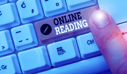 Poster - Word writing text Online Reading. Business photo showcasing process of extracting meaning is in a digital format