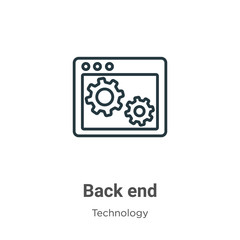 Poster - Back end outline vector icon. Thin line black back end icon, flat vector simple element illustration from editable technology concept isolated stroke on white background