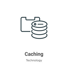 Poster - Caching outline vector icon. Thin line black caching icon, flat vector simple element illustration from editable technology concept isolated stroke on white background