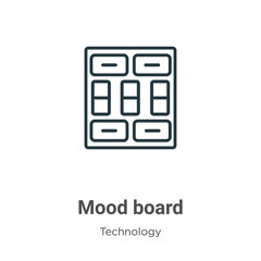 Mood board outline vector icon. Thin line black mood board icon, flat vector simple element illustration from editable technology concept isolated stroke on white background