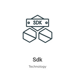 Poster - sdk outline vector icon. thin line black sdk icon, flat vector simple element illustration from edit