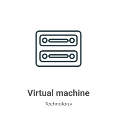 Poster - virtual machine outline vector icon. thin line black virtual machine icon, flat vector simple elemen