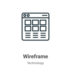 Poster - Wireframe outline vector icon. Thin line black wireframe icon, flat vector simple element illustration from editable technology concept isolated stroke on white background