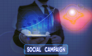 Poster - conceptual hand writing showing social campaign. concept meaning use social media platform to improv