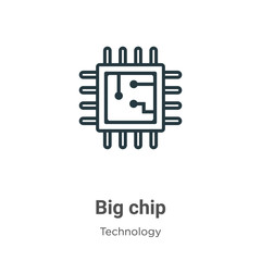 Poster - Big chip outline vector icon. Thin line black big chip icon, flat vector simple element illustration from editable technology concept isolated stroke on white background