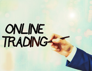 Fototapete - Word writing text Online Trading. Business photo showcasing the buying and selling financial products on the web