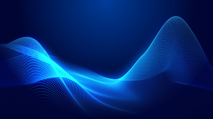 Poster - dot blue wave light screen gradient texture background. abstract technology big data digital backgro