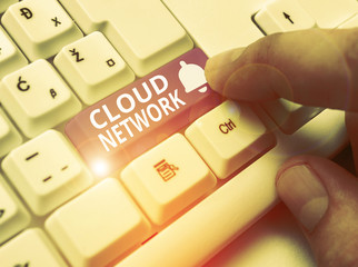 Poster - Writing note showing Cloud Network. Business concept for Access of networking resources from centralized provider