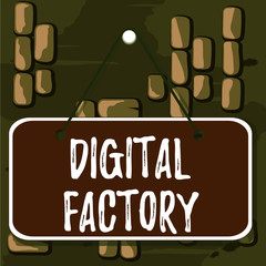 Poster - word writing text digital factory. business photo showcasing uses digital technology to operate the 
