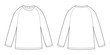 Childrens technical sketch raglan sweatshirt. KIds wear jumper design template isolated on white background.