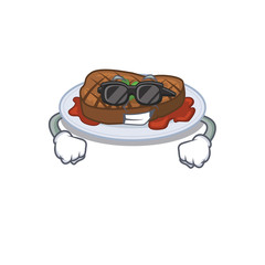 Poster - Cool grilled steak cartoon character wearing expensive black glasses