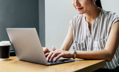 Woman working on a laptop