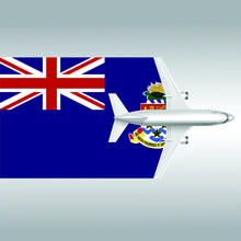 Plane And Flag Of Cayman Islands. Travel Concept For Design
