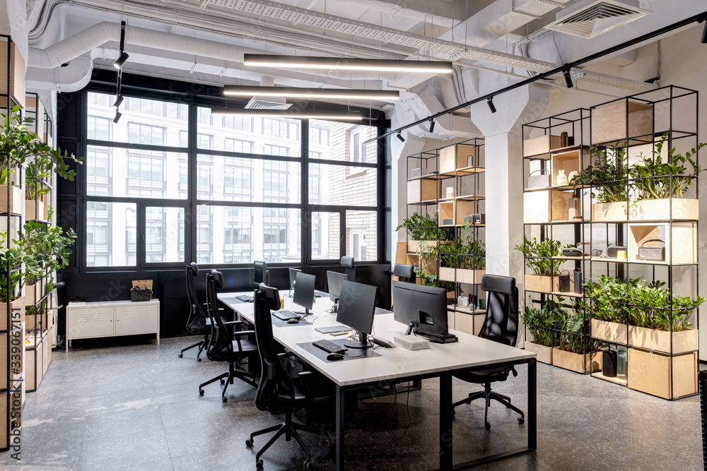 modern loft office interior with furniture Stock Photo | Adobe Stock