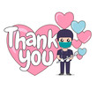 © jannoon028 - Dentist with word THANK YOU, Cartoon character Dentist Design, Medical worker, Medical concept. Vector illustration.