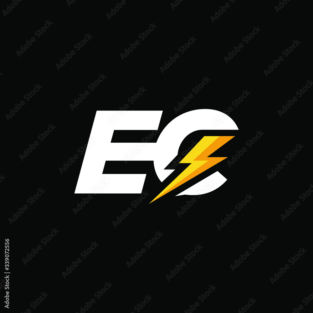 Initial Letter EC with Lightning Stock Vector | Adobe Stock