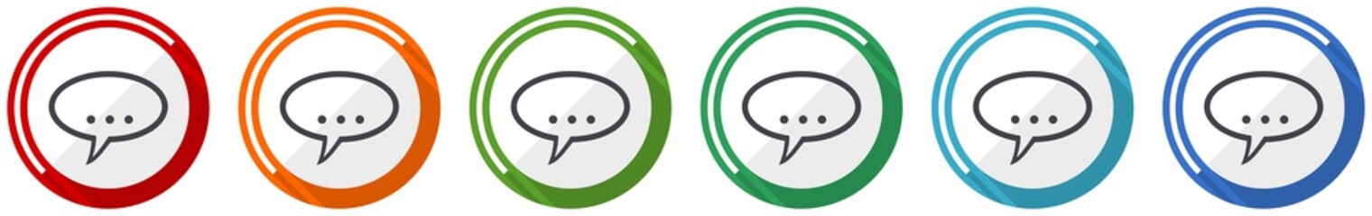 Aufkleber - Forum icon set, flat design vector illustration in 6 colors options for webdesign and mobile applications