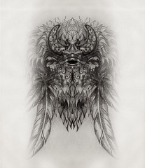 Aufkleber - Ornamental drawing. Original hand draw and computer collage.