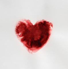 Aufkleber - Watercolour splashes heart on white paper background.