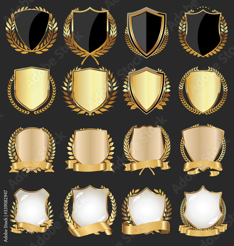 Cuadros en Lienzo Golden shield with gold laurels