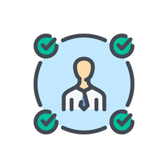 Poster - Multitasking color line icon. Project Management vector outline colorful sign.