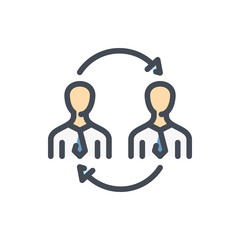 Poster - change personal color line icon. staff exchange vector outline colorful sign.