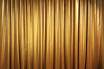 Wall Mural - golden theater curtains or drapes.