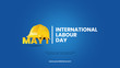Simple Minimal International labour Day Poster with Safety Helmet Illustration and Bold Typography
