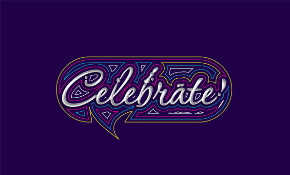 Celebrate Calligraphic 3d Style Text Vector illustration Design.