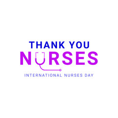 Thank you nurses design template. Happy international nurses day celebrations. Design for banner, greeting cards or print.