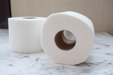 Wall Mural - White toilet paper in rolls, lying sideways