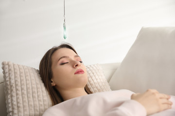 Poster - Patient on sofa during hypnotherapy session in office