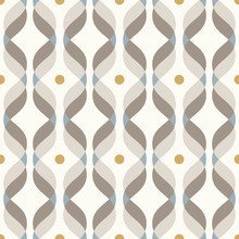 Ogee Seamless Vector Curved Pattern, Abstract Geometric Background. Mid Century Modern Wallpaper Pattern.
