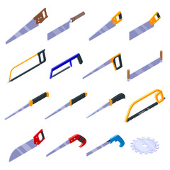 Poster - Saw icons set. Isometric set of saw vector icons for web design isolated on white background