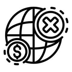 Poster - Global money crisis icon. Outline global money crisis vector icon for web design isolated on white background