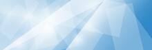 Blue Banner With Bright Transparent White Polygons , Vector Illustration