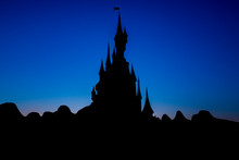 Beautiful Castle With Backlight And A Blue Background Color