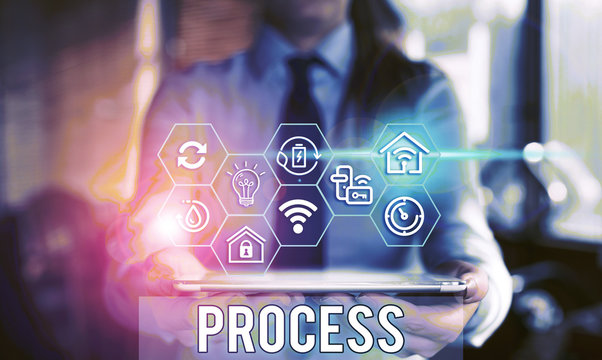 Handwriting text Process. Conceptual photo Standard procedures how to handle a particular job rules system