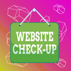 Fototapete - Word writing text Website Check Up. Business photo showcasing an examination of a website to see if something is in order Colored memo reminder empty board blank space attach background rectangle