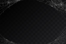 Vector Realistic Set Of Siderweb Or Cobweb, Isolated On Black, Transparent Background. Spiderweb In The Corner For Halloween Design. Spider Web Elements,spooky, Scary, Horror Halloween Decor.