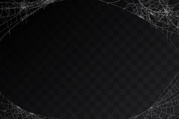 vector realistic set of siderweb or cobweb, isolated on black, transparent background. spiderweb in 
