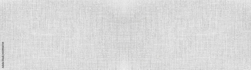 Gray white bright natural cotton linen textile texture background banner panorama - obrazy, fototapety, plakaty 
